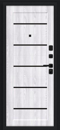 Металлическая дверь Борн/SBlack Букле чёрное/Riviera Ice