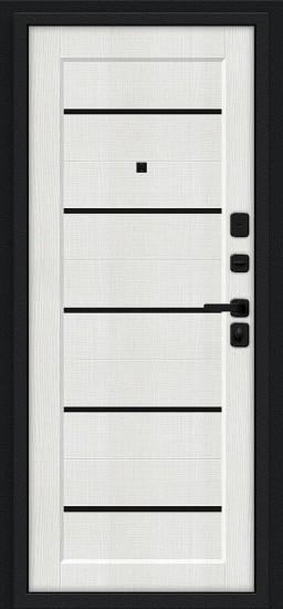 Металлическая дверь Борн/SBlack Букле чёрное/Bianco Melinga