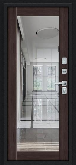 Металлическая дверь с терморазрывом Флэш МФ/BChrome Букле чёрное/Wenge Melinga