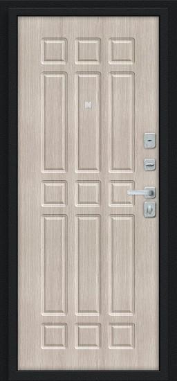 Металлическая дверь Мило МФ/BChrome Букле чёрное/Cappuccino Melinga
