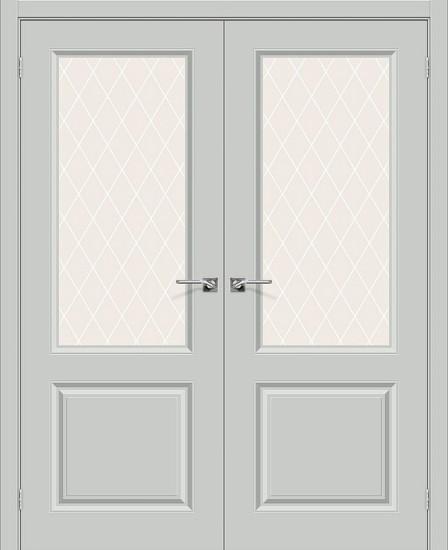 Двойная межкомнатная крашеная дверь Скинни-13 Grace / White Crystal