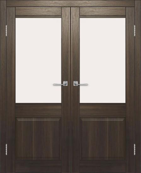 Двойная межкомнатная дверь с экошпоном ДП DIM I-11 Choco Wood Сатинато Белый