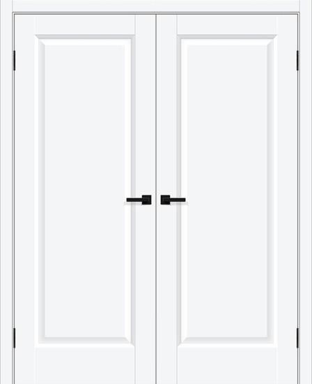 Двойная межкомнатная дверь ПЭТ Неоклассик-30 White Silk