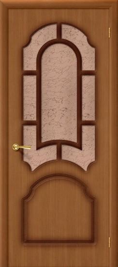 Межкомнатная шпонированная дверь Соната Орех / Бронзовое