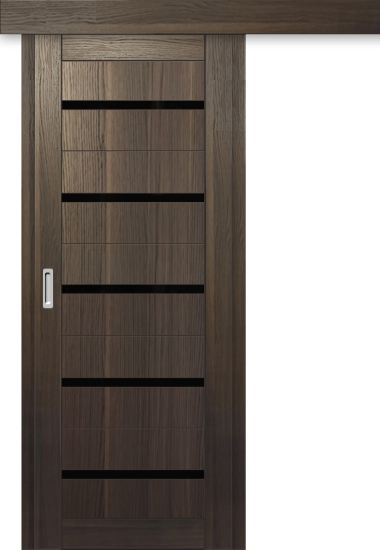 Межкомнатная дверь-купе ДП DIM I-1к Choco Wood / Lacobel Black