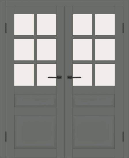 Двойная межкомнатная дверь с экошпоном ДП DIM I-12 Graphite Matt Сатинато Белый