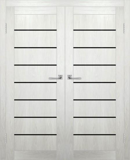 Двойная межкомнатная дверь с экошпоном ДП DIM I-3 Blond Wood Lacobel Black