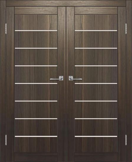 Двойная межкомнатная дверь с экошпоном ДП DIM I-3 Choco Wood Сатинато Белый