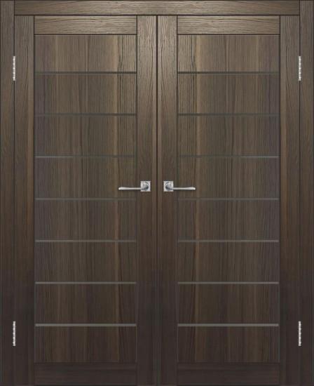 Двойная межкомнатная дверь с экошпоном ДП DIM I-3 Choco Wood Сатинато Графит