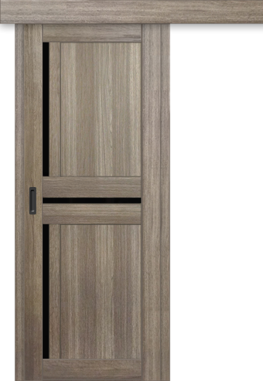 Межкомнатная дверь-купе ДП DIM I-5.1к Taupe Wood / Lacobel Black