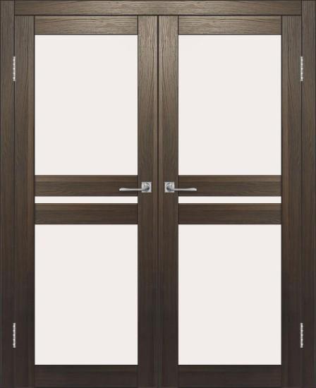 Двойная межкомнатная дверь с экошпоном ДП DIM I-7 Choco Wood Сатинато Белый