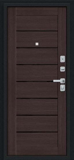 Металлическая дверь Техно/BChrome Букле чёрное/Wenge Melinga