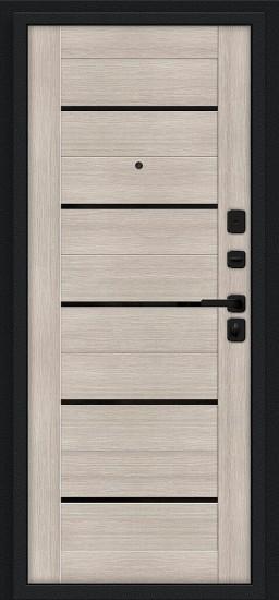 Металлическая дверь Грид Букле чёрное/Cappuccino Melinga