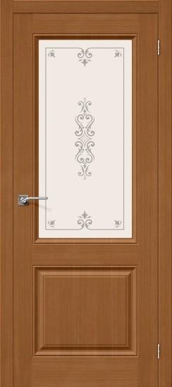Межкомнатная шпонированная дверь Статус-13 Орех / Сатинато Белое художественное