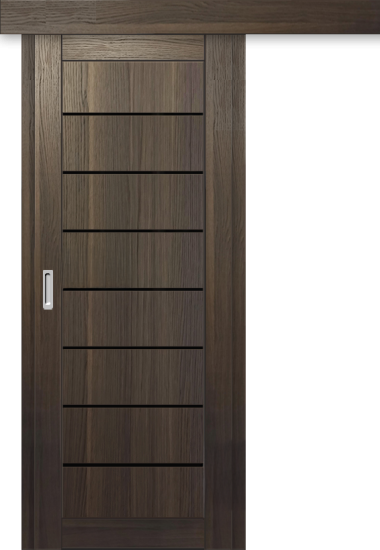 Межкомнатная дверь-купе ДП DIM I-3к Choco Wood / Lacobel Black