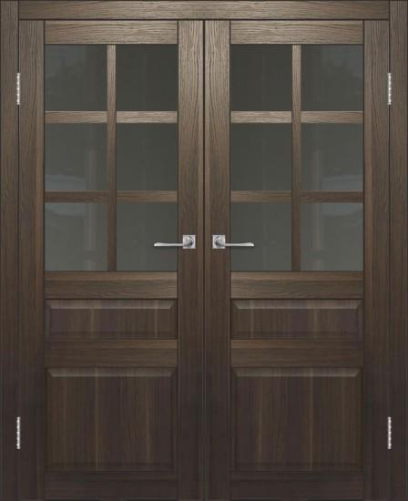 Двойная межкомнатная дверь с экошпоном ДП DIM I-12 Choco Wood Сатинато Графит