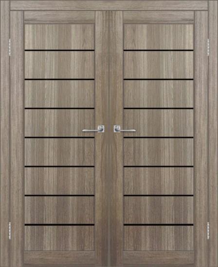 Двойная межкомнатная дверь с экошпоном ДП DIM I-3 Taupe Wood Lacobel Black