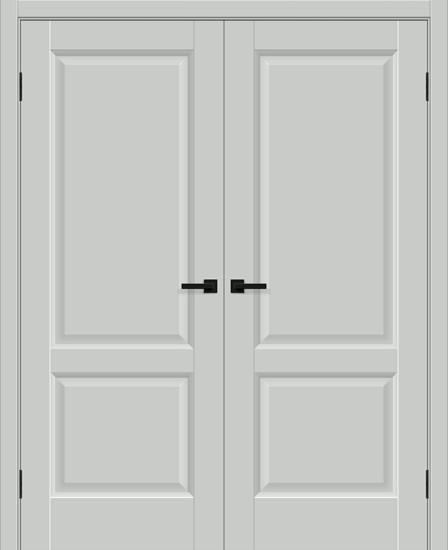 Двойная межкомнатная дверь ПЭТ Неоклассик-32 Grey Silk