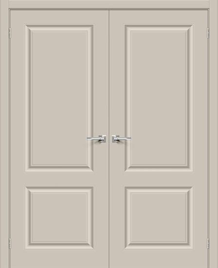 Двойная межкомнатная крашеная дверь Скинни-12 Creamy