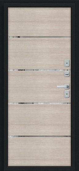 Металлическая дверь с терморазрывом Лайн/BChrome Букле чёрное/Cappuccino Melinga