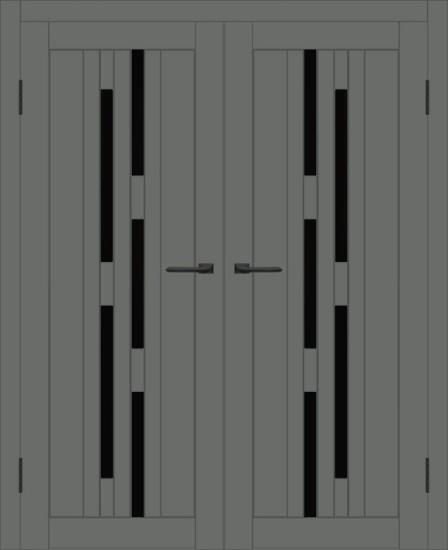 Двойная межкомнатная дверь с экошпоном ДП DIM I-4 Graphite Matt Lacobel Black