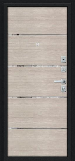 Металлическая дверь Лайн/BChrome Букле чёрное/Cappuccino Melinga