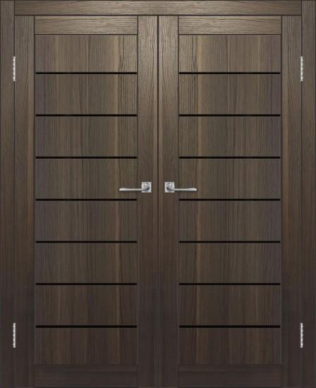 Двойная межкомнатная дверь с экошпоном ДП DIM I-3 Choco Wood Lacobel Black
