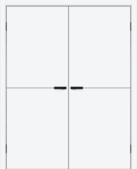 Двойная межкомнатная дверь ПЭТ Браво-0.21.П White Silk / Black Silk