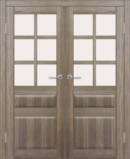 Двойная межкомнатная дверь с экошпоном ДП DIM I-12 Taupe Wood Сатинато Белый