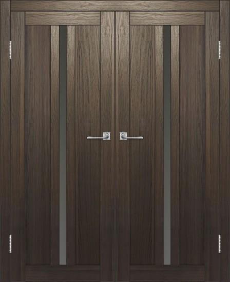 Двойная межкомнатная дверь с экошпоном ДП DIM I-9 Choco Wood Сатинато Графит