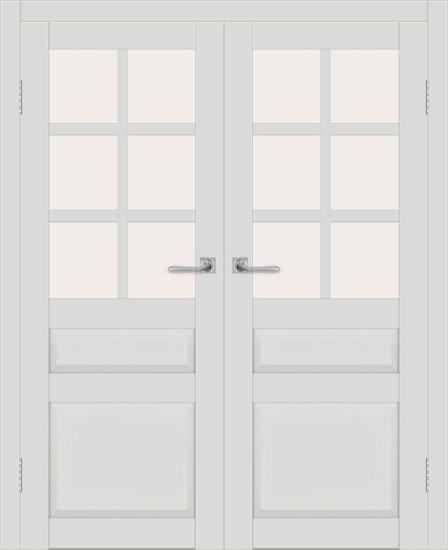 Двойная межкомнатная дверь с экошпоном ДП DIM I-12 Smoky Matt Сатинато Белый