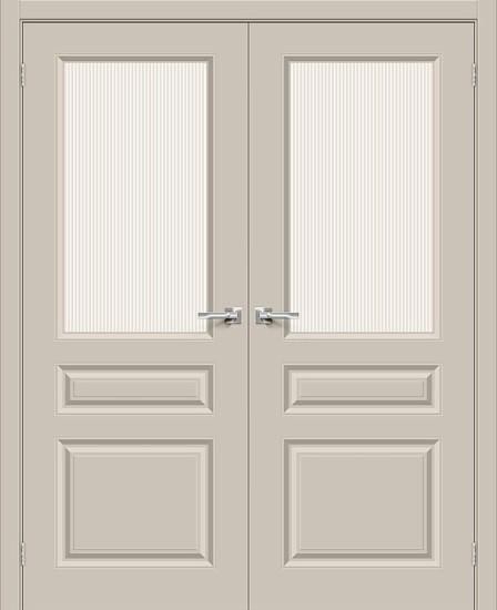 Двойная межкомнатная крашеная дверь Скинни-15.1 Creamy / Magic Moru