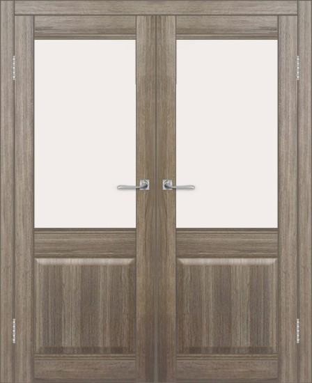 Двойная межкомнатная дверь с экошпоном ДП DIM I-11 Taupe Wood Сатинато Белый