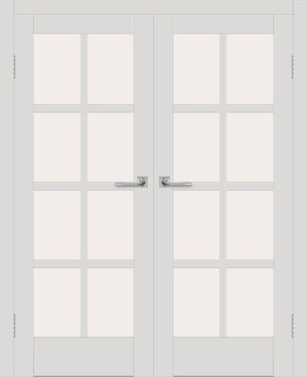 Двойная межкомнатная дверь с экошпоном ДП DIM I-14 Smoky Matt Сатинато Белый