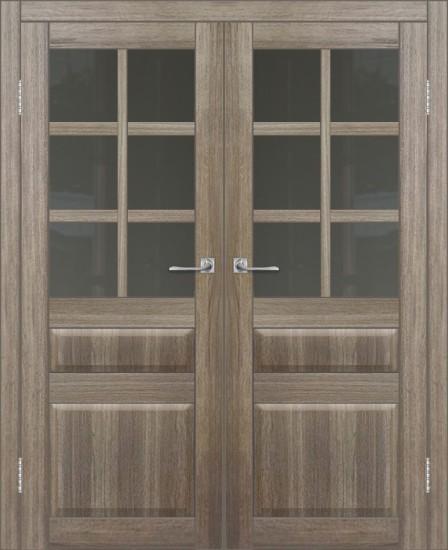 Двойная межкомнатная дверь с экошпоном ДП DIM I-12 Taupe Wood Сатинато Графит