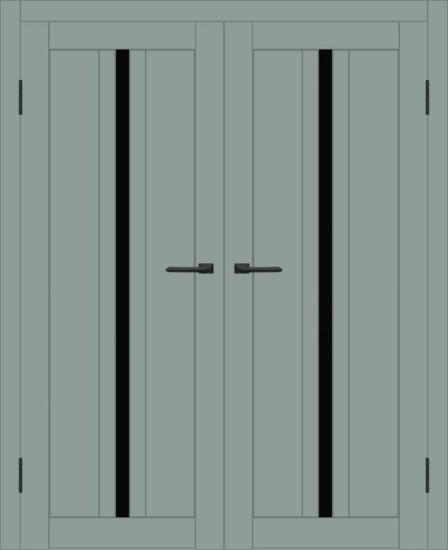 Двойная межкомнатная дверь с экошпоном ДП DIM I-9 Gloomy sky Matt Lacobel Black