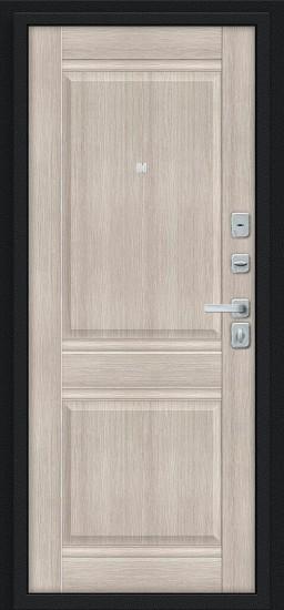 Металлическая дверь Некст МФ/BChrome Букле чёрное/Cappuccino Melinga