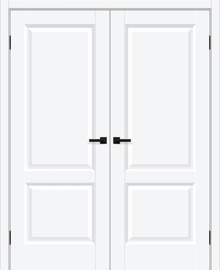 Двойная межкомнатная дверь ПЭТ Неоклассик-32 White Silk