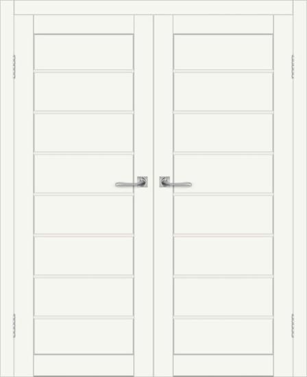 Двойная межкомнатная дверь с экошпоном ДП DIM I-3 Crystal Matt Сатинато Белый