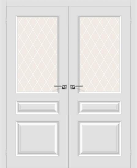 Двойная межкомнатная крашеная дверь Скинни-15.1 Whitey / White Crystal