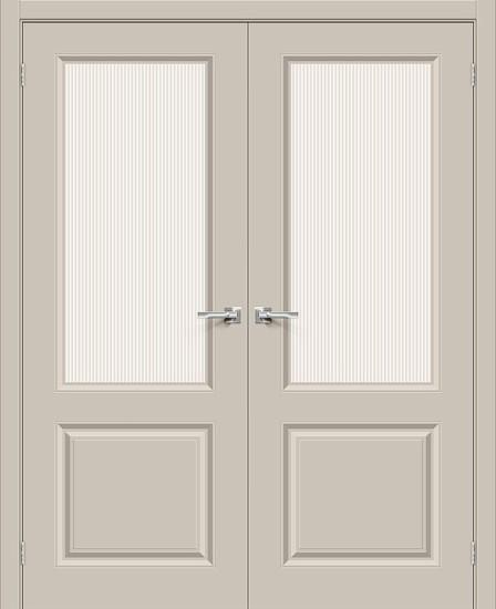 Двойная межкомнатная крашеная дверь Скинни-13 Creamy / Magic Moru