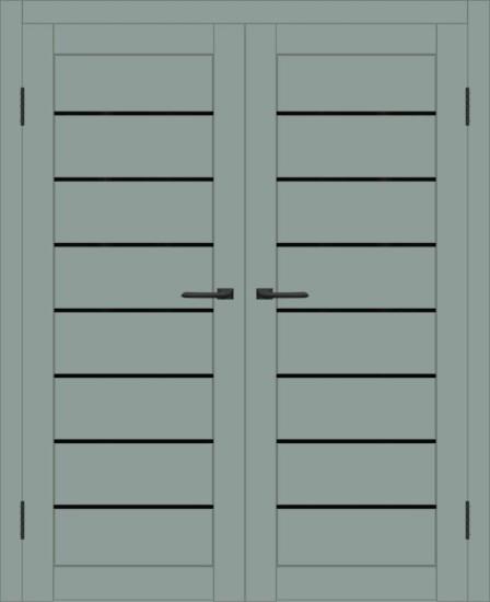 Двойная межкомнатная дверь с экошпоном ДП DIM I-3 Gloomy sky Matt Lacobel Black