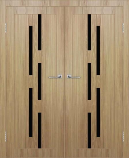 Двойная межкомнатная дверь с экошпоном ДП DIM I-4 Sandy Wood Lacobel Black