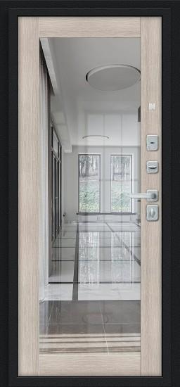 Металлическая дверь Флэш МФ/BChrome Букле чёрное/Cappuccino Melinga