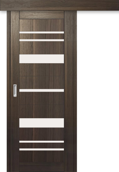 Межкомнатная дверь-купе ДП DIM I-16к Choco Wood / Сатинато Белый