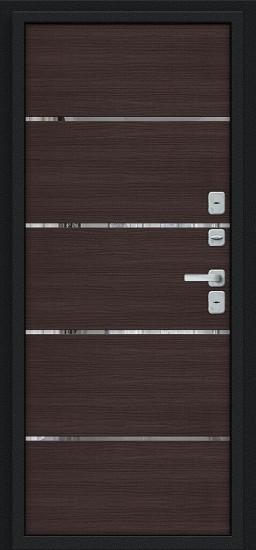 Металлическая дверь с терморазрывом Лайн/BChrome Букле чёрное/Wenge Melinga