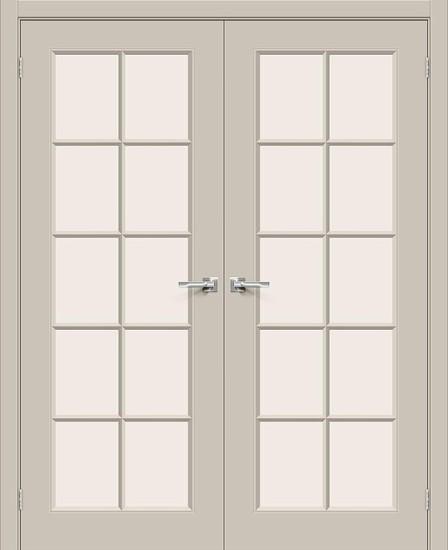 Двойная межкомнатная крашеная дверь Скинни-11.1 Creamy / Magic Fog
