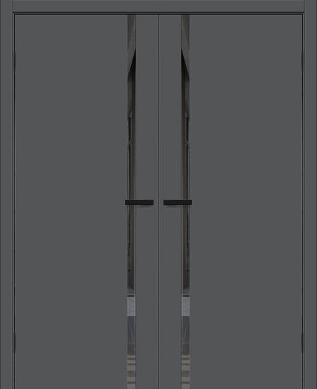 Двойная межкомнатная дверь ПЭТ Браво-0.40.П Stormy Silk / Mirox Grey