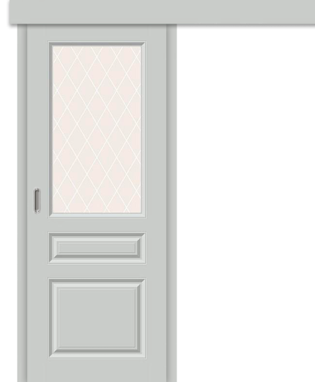 Межкомнатная дверь-купе Скинни-15.1к Grace / White Crystal