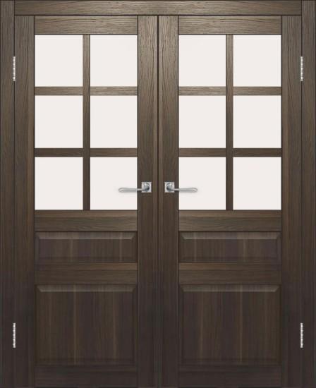 Двойная межкомнатная дверь с экошпоном ДП DIM I-12 Choco Wood Сатинато Белый